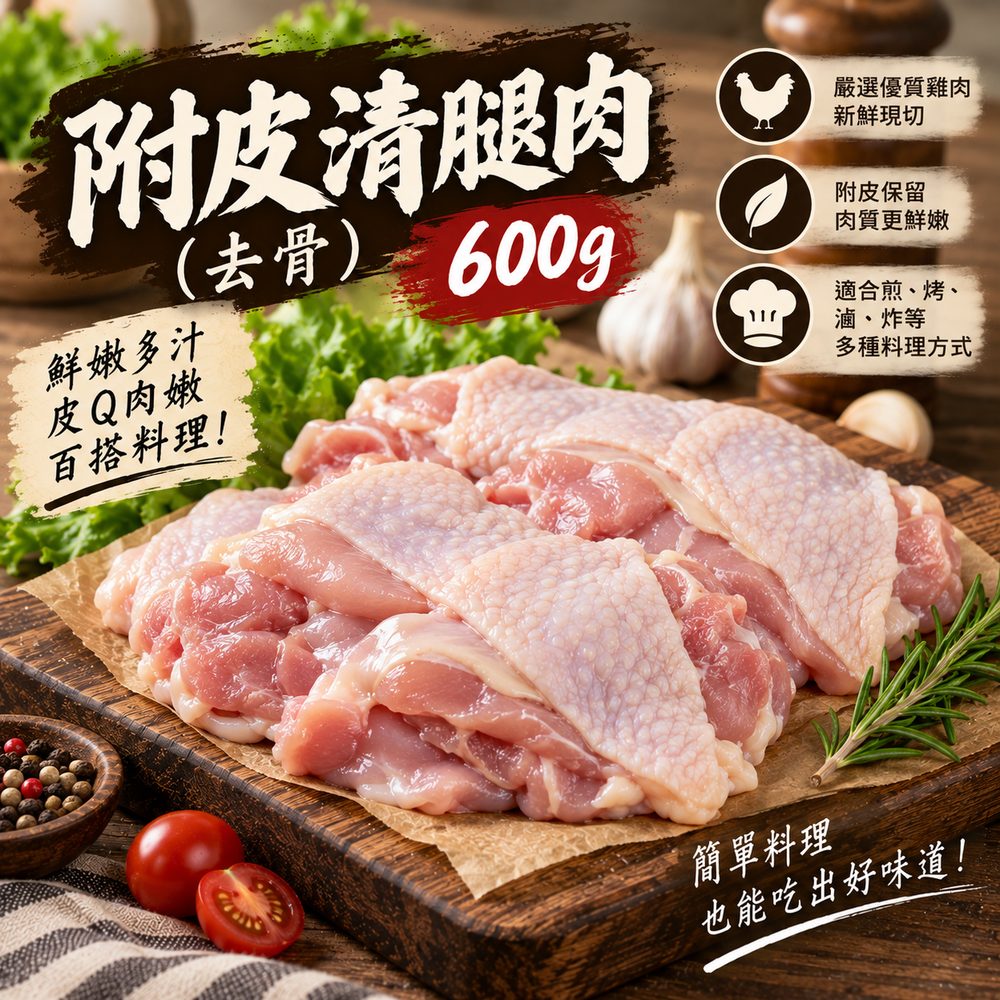 帶皮去骨腿肉 600g・煎烤