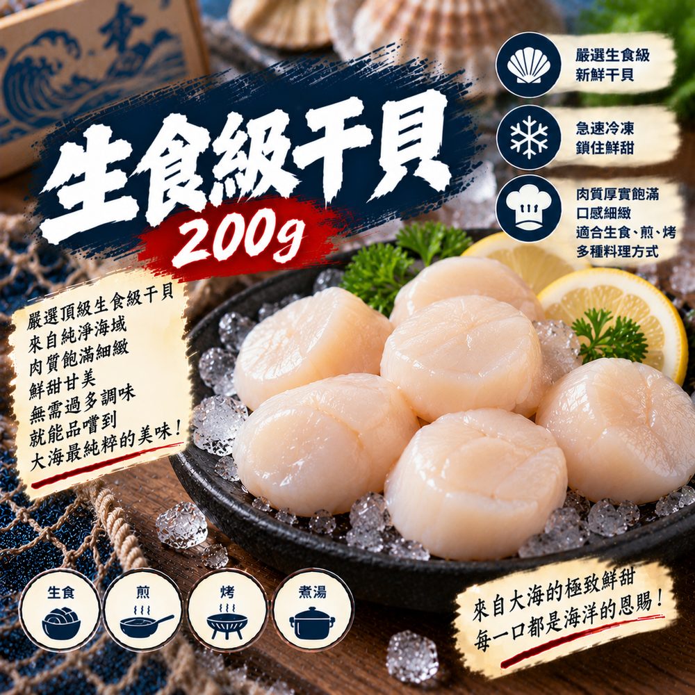 生食級干貝 200g